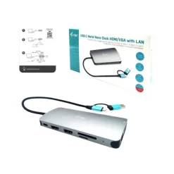 i-Tec Nano Dock - Station d'accueil - USB 3.0 / USB4 / Thunderbolt 4 - VGA, 2 x HDMI - GigE - Europe