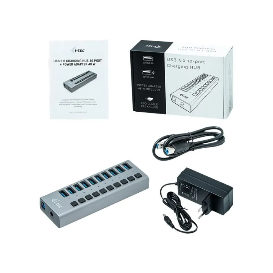 i-Tec USB 3.0 Charging HUB - Hub - 10 x SuperSpeed USB 3.0 - de bureau
