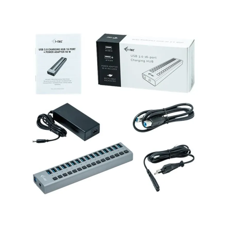 i-Tec USB 3.0 Charging HUB - Hub - 16 x SuperSpeed USB 3.0 - de bureau