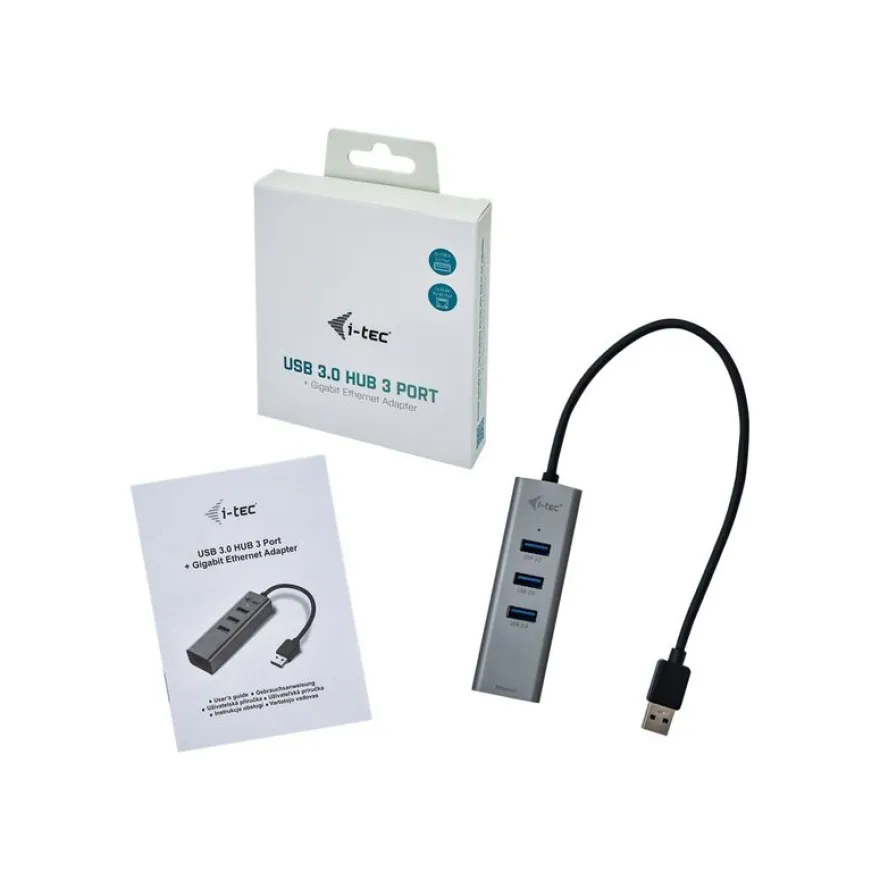 i-Tec USB 3.0 Metal - Hub - 3 x SuperSpeed USB 3.0 + 1 x 10/100/1000 - de bureau
