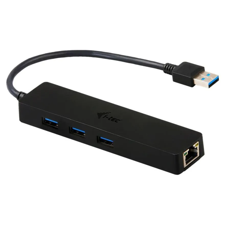 i-Tec USB 3.0 Slim HUB - Hub - 3 x SuperSpeed USB 3.0 + 1 x 10/100/1000