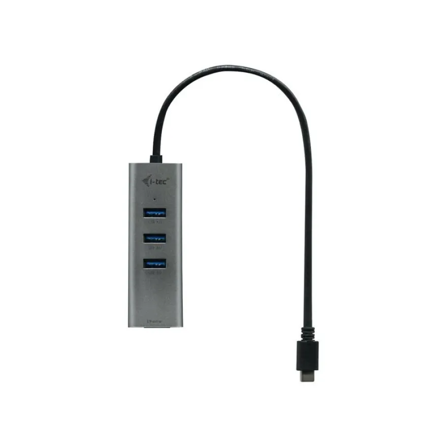i-Tec USB-C Metal - Hub - 3 x SuperSpeed USB 3.0 + 1 x 10/100/1000