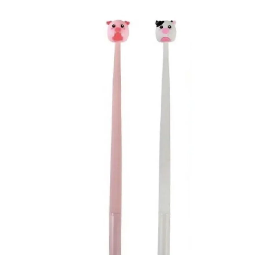 iTotal – Stylo Gel Flexible à Secouer 0,5 mm - “PIGGY” et “COW” - Modèle aléatoire - Encre Bleue