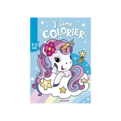 J'aime Colorier - Licorne sur fond bleu - livre à colorier