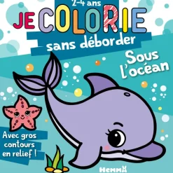 Je colorie sans déborder (2-4 ans) - Animaux de l'océan - Bloc de coloriages aux contours épais pailletés et en relief - Dès 2 ans