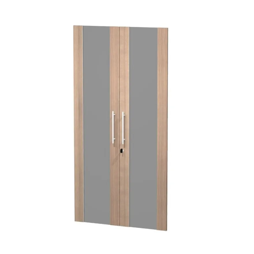 Jeu de 2 portes vitrées - pour bibliothèque 4 étagères FLORA - L80 x H153,8 cm - imitation merisier arabis