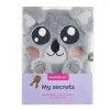 Journal intime koala en peluche avec oreilles en relief - visage brodé - cadenas et 80 pages lignées 80 g