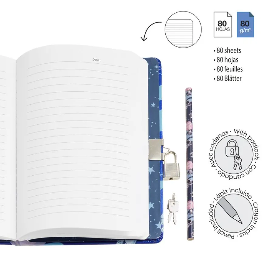 Journal secret Panda pour enfants avec cadenas - clés et crayon - carnet A5 holographique à 80 pages lignées - cadeau original Back2Fun