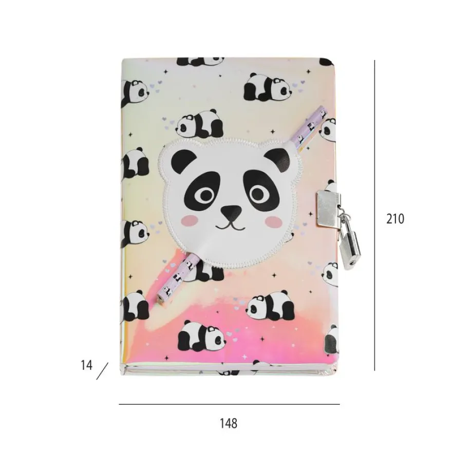 Journal secret Panda pour enfants avec cadenas - clés et crayon - carnet A5 holographique à 80 pages lignées - cadeau original Back2Fun