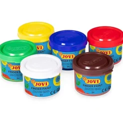 JOVI – Peinture au doigt enfant dès 2 ans – 6 pots de 35 ml – Couleurs assorties