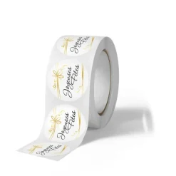 Joyeuses Fêtes – 500 étiquettes rondes autocollantes 35 mm – rouleau pratique