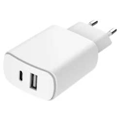 Just Green - Chargeur secteur pour smartphone - USB A & USB-C - blanc - 37W