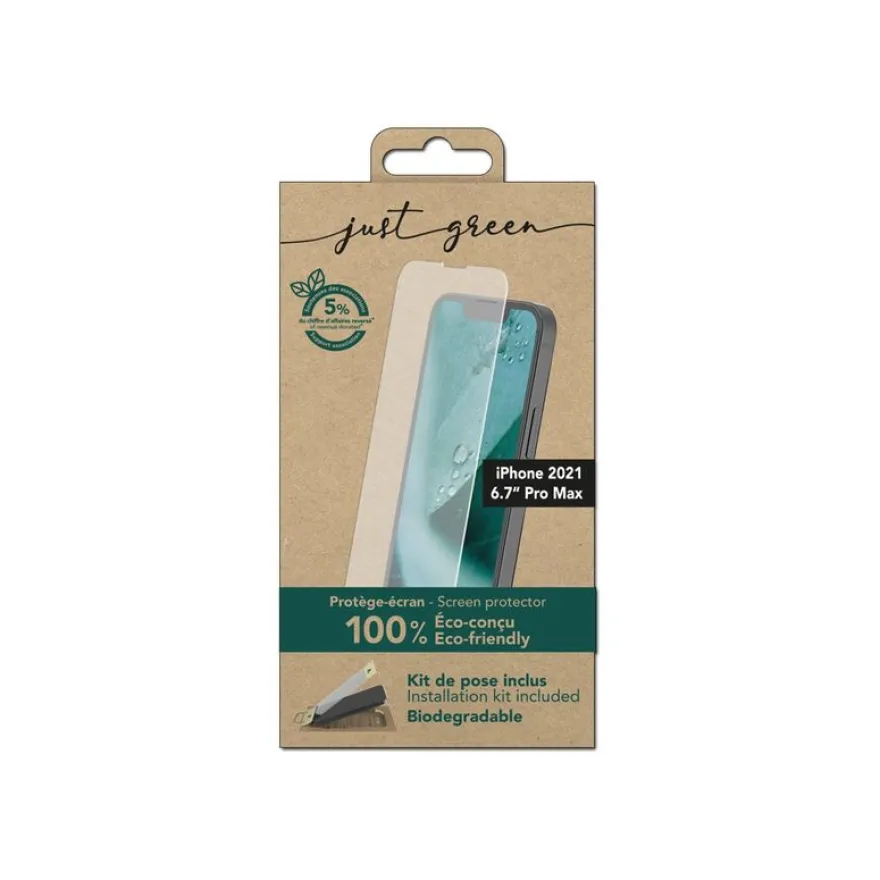 Just Green - protection d'écran - verre trempé pour iPhone 13 ProMax - transparent