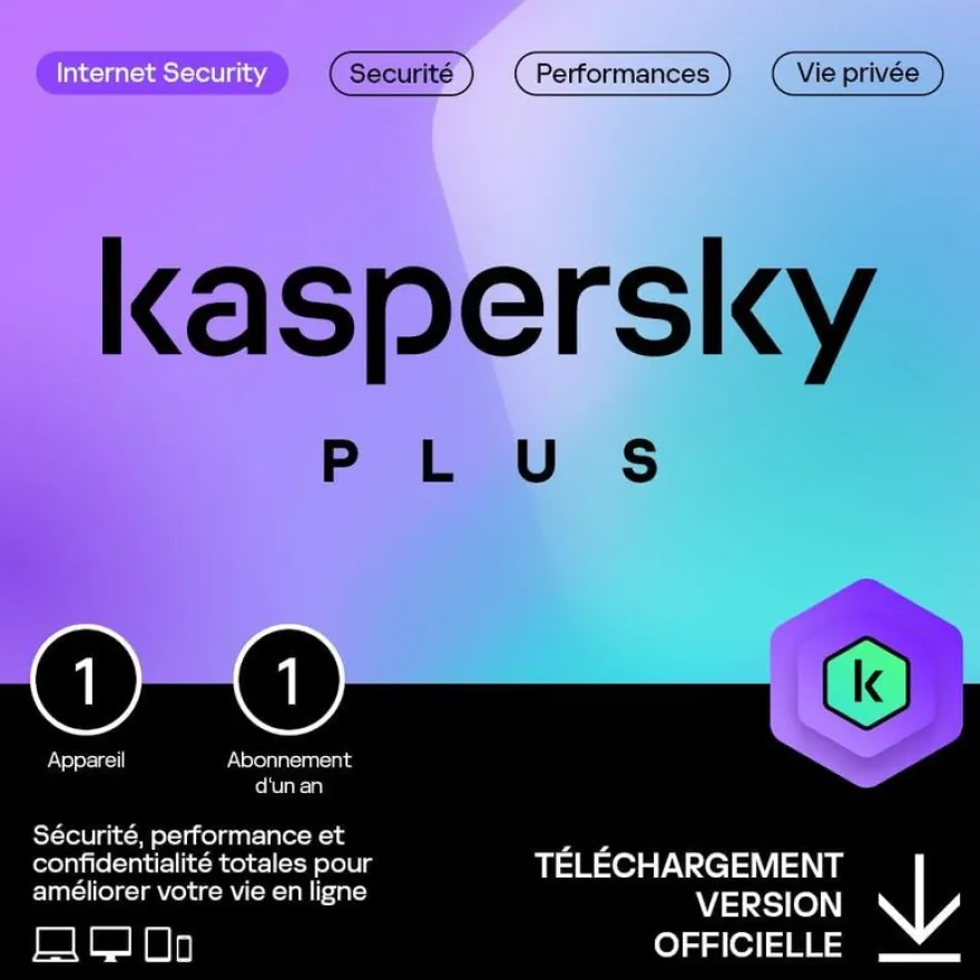 Kapersky plus - Code d'activation envoyé par email valable pour 1 appareil pendant 1 an