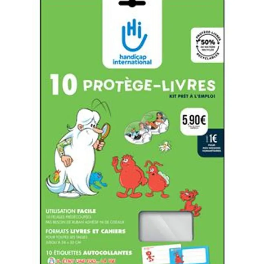 Kit de 10 protège-livres solidaires Handicap International