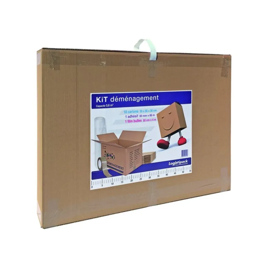 Kit déménagement : 10 cartons + adhésif + film bulle - Logistipack