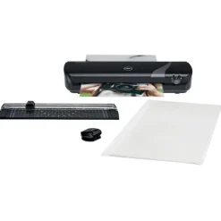 Kit INSPIRE+ Plastifieuse A4 - jusqu'à 125 microns + outil de coupe + 5 pochettes A4 incluses - noir