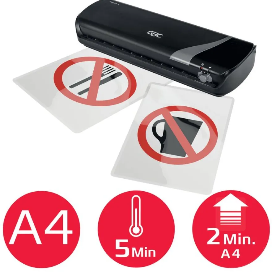 Kit INSPIRE+ Plastifieuse A4 - jusqu'à 125 microns + outil de coupe + 5 pochettes A4 incluses - noir