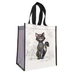 Kiub - Cabas de courses 29,5x26x16,5 kooks chat noir intisse recycle blanc