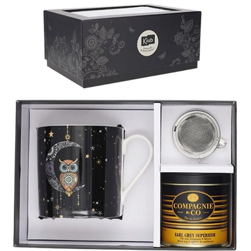 Kiub - Coffret Mug 280 ml avec Sous-Tasse - Porcelaine - Collection Bug Art - 8.1 x 7.7 x 11.7 cm - Disponible dans différents assortiments