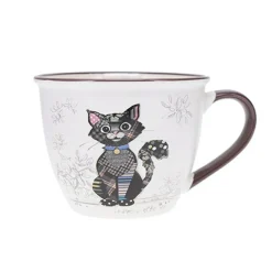 Kiub - Mug bol tasse 550 ml kooks chat noir porcelaine blanc