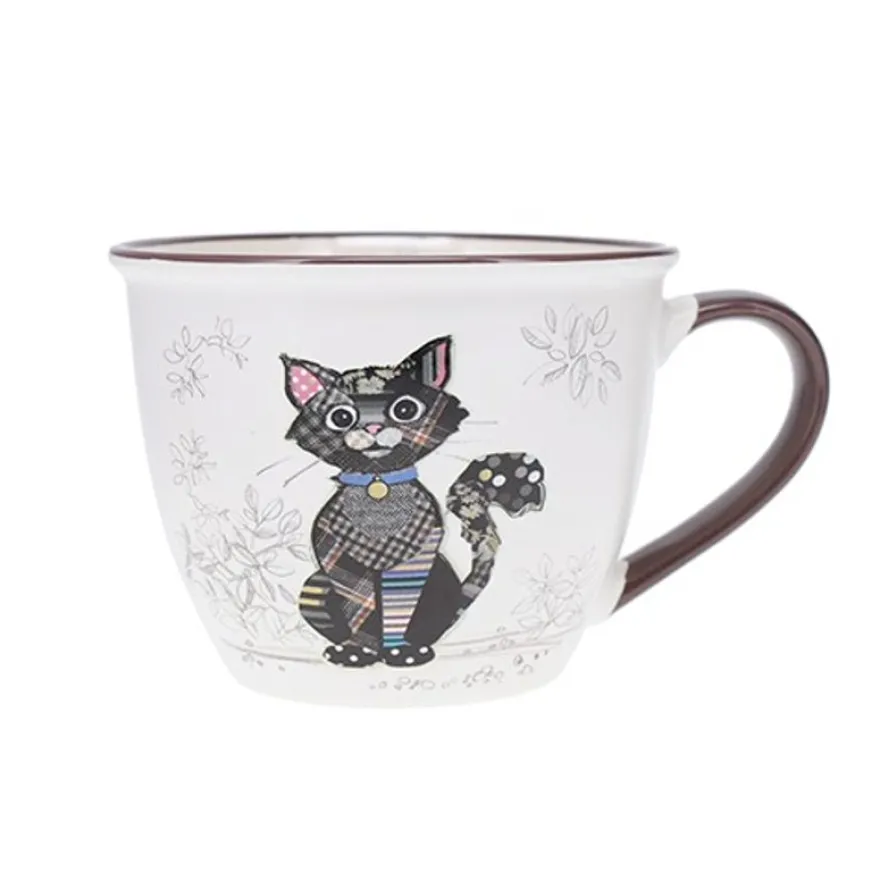 Kiub - Mug bol tasse 550 ml kooks chat noir porcelaine blanc