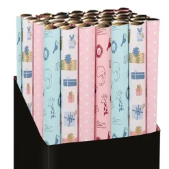 Kiub - Papier - Cadeau 2 mmotifs pastel rose bleu