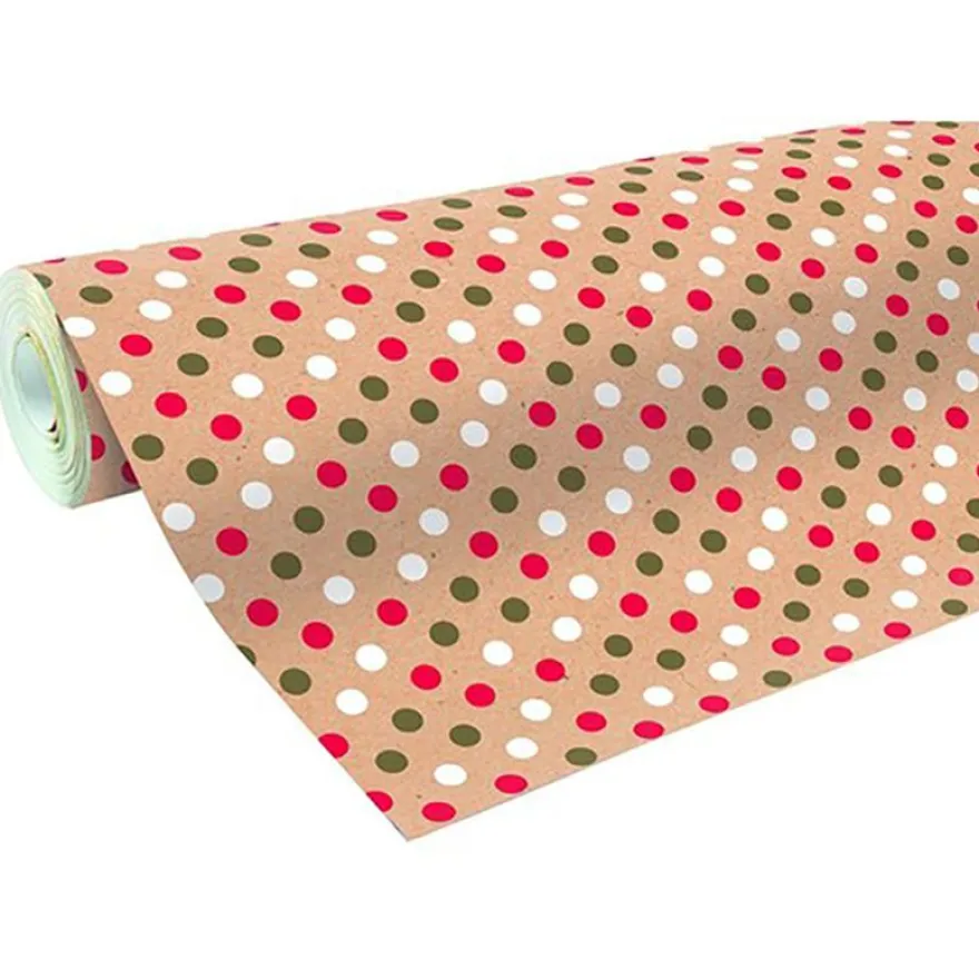 Kiub - Papier cadeau - 70 cm x 2 m - pois doré