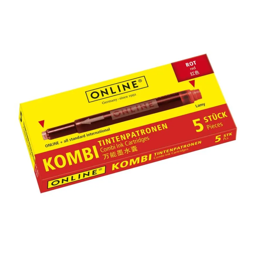 Kombi - Cartouches d'encre rouge pour stylos plume standard et stylos plume Lamy