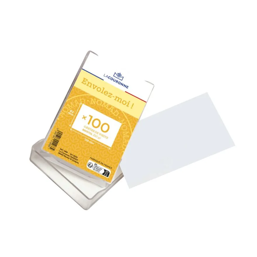 La Couronne - 100 Cartes bristol en coffret cristal - 82 x 128 mm - 210 gr - blanc