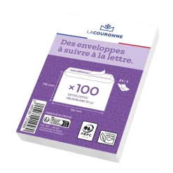 La Couronne - 100 Enveloppes C6 114 x 162 mm - 80 gr - sans fenêtre - blanc - bande auto-adhésive