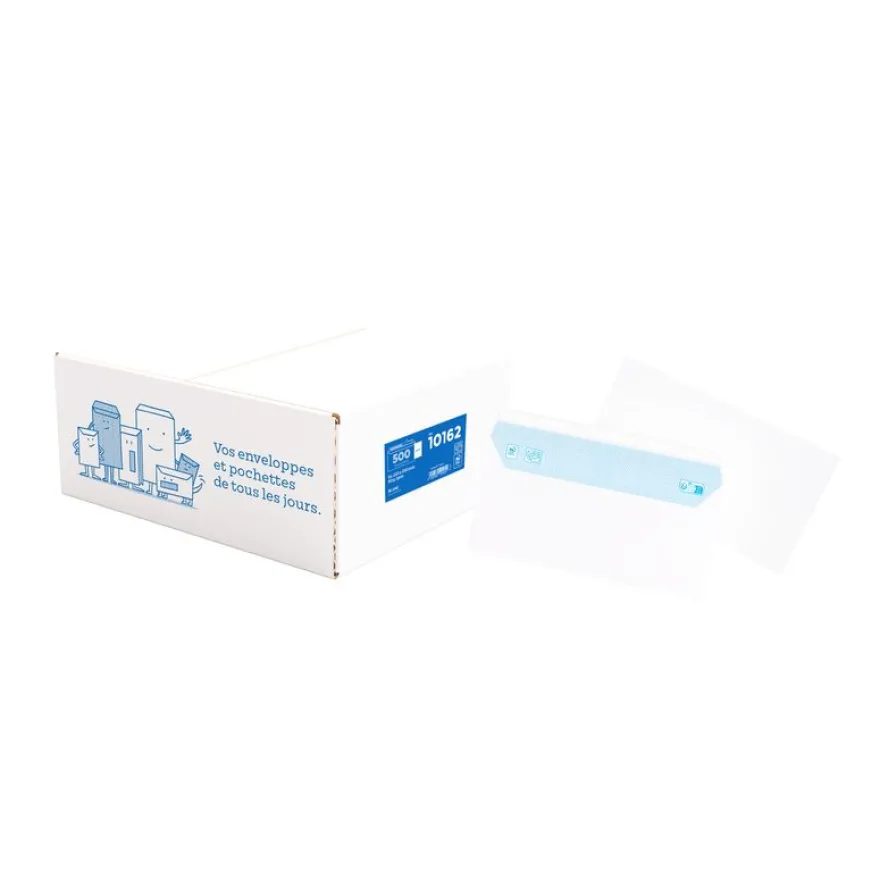 La Couronne - 500 Enveloppes DL 110 x 220 mm - 80 gr - sans fenêtre - blanc - bande auto-adhésive