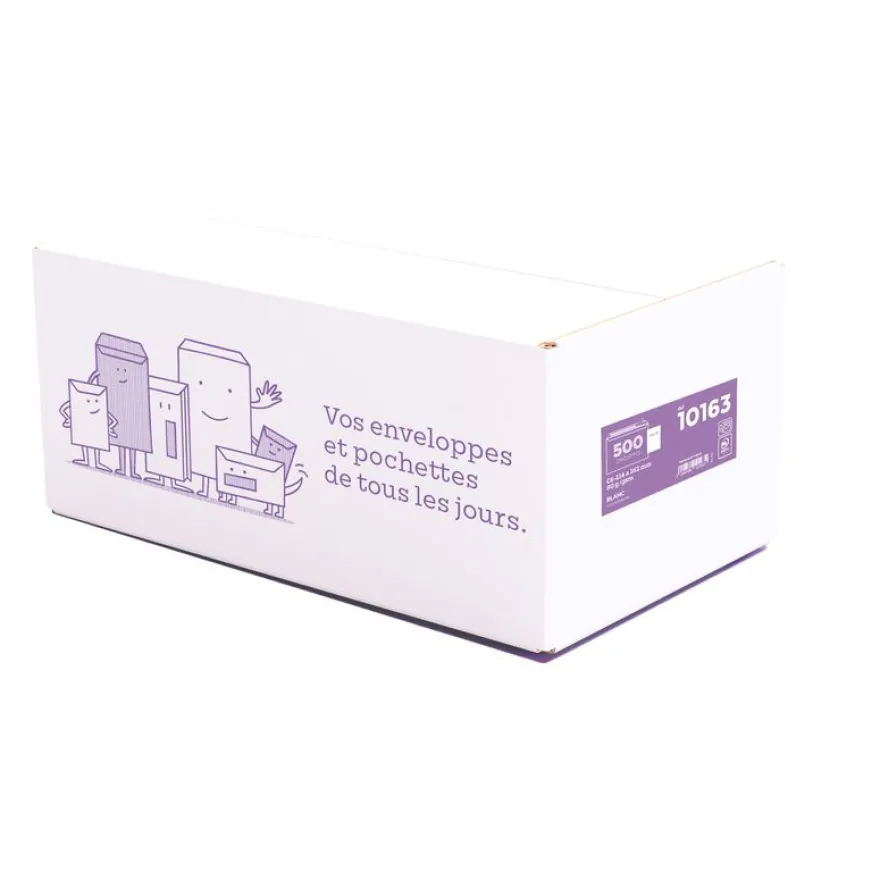 La Couronne - 500 Enveloppes C6 114 x 162 mm - 80 gr - sans fenêtre - blanc - bande auto-adhésive