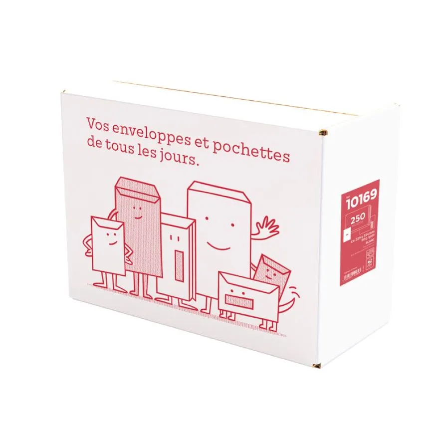La Couronne - 250 Pochettes C4 229 x 324 mm - 90 gr - fenêtre cristal 110x50 mm - blanc - bande auto-adhésive