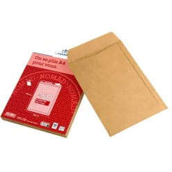 La Couronne - 50 Pochettes C4 229 x 324mm - 90 gr - sans fenêtre - brun - bande auto-adhésive