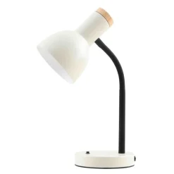 Lampe de Bureau ANDONIOS - bois et métal blanc