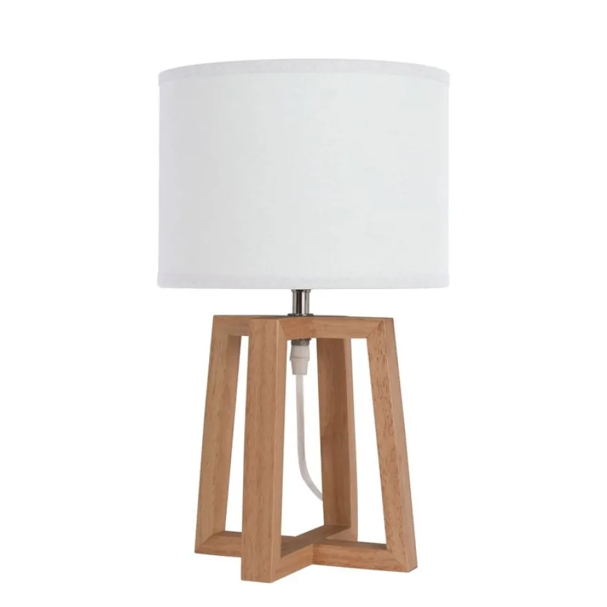 Lampe de Bureau BEKER - bois et tissu blanc