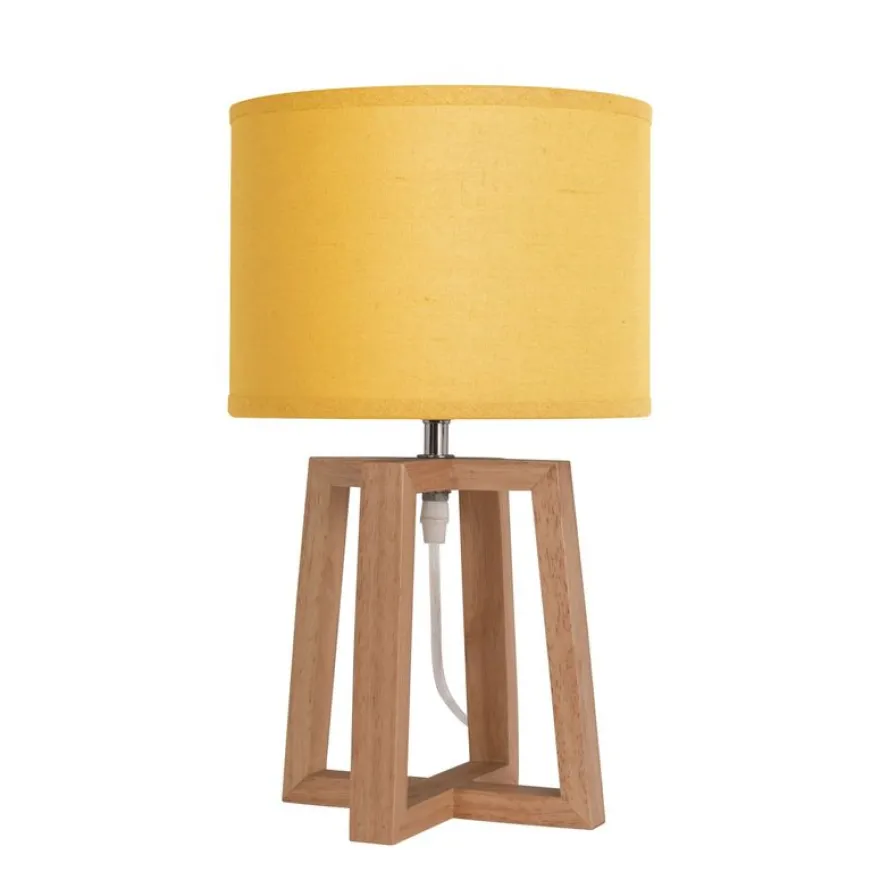 Lampe de Bureau BEKER - bois et tissu moutarde