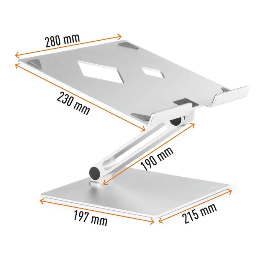Laptop Stand rise - Support universel pour pc portable jusqu'à 17" ( jusqu'à 5kg) - argent