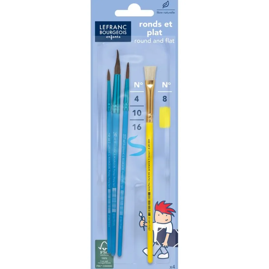 Lefranc Bourgeois - Pack de 4 - Pinceaux - plusieurs diamêtres disponibles