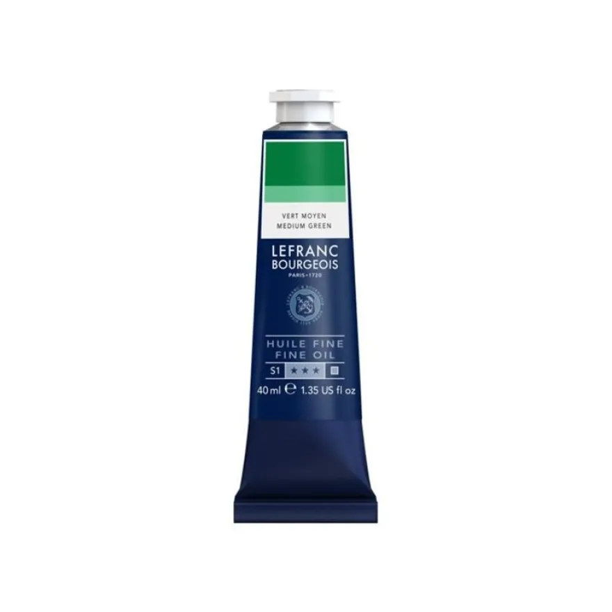 Lefranc Bourgeois - Peinture à l'huile - vert moyen - semi-opaque - fine - 40 ml
