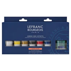 Lefranc Bourgeois - Set de peinture acrylique - 6 couleurs - ocre jaune, blanc titane, jaune primaire, noir ivoire, rouge primaire, bleu primaire