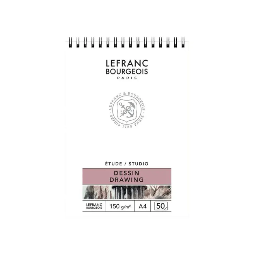 Lefranc Bourgeois Studio - Bloc de papier à dessin spiralé - A4 - 50 feuilles