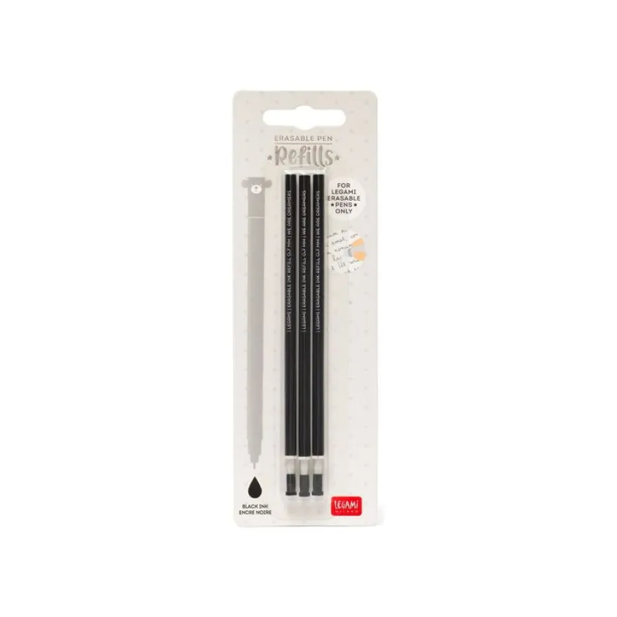 Legami - Pack de 3 recharges pour stylo à encore gel - noir