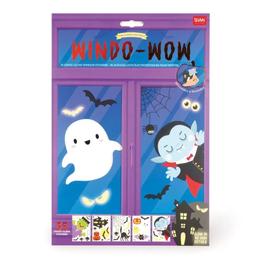 Legami - Set de 35 autocollants électrostatiques pour fenêtre - Halloween