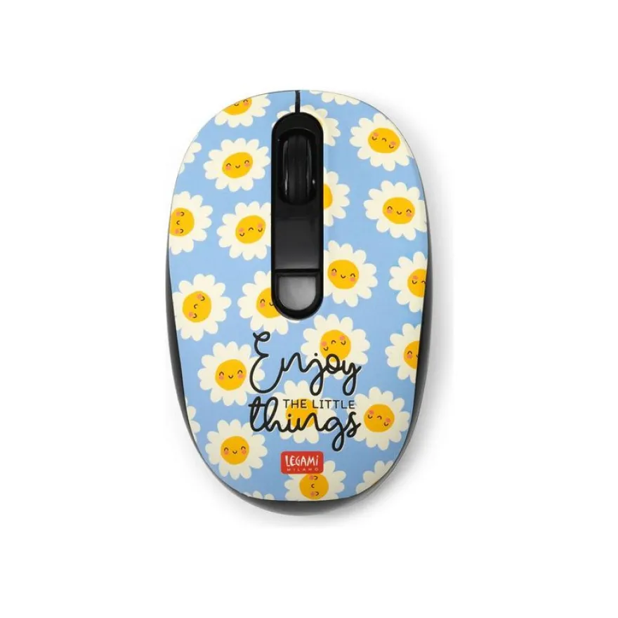 Legami - Souris optique - 4 boutons - sans fil - 2.4 GHz - récepteur sans fil USB - marguerite