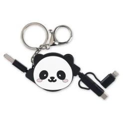 LEGAMI Charge 'N Roll - Câble USB - 24 pin USB-C (M) with detachable USB-C to USB-A adapter pour 24 pin USB-C, Lightning, Micro-USB de type B (M) - 2 A - 1 m - 3 en 1, rétractable - panda
