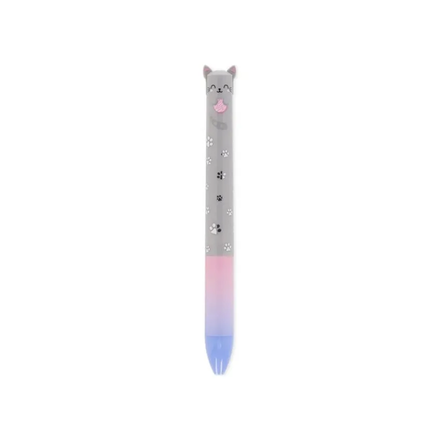 LEGAMI Click&Clack Kitty - Stylo à bille à 2 couleurs - bleu et rose - rétractable