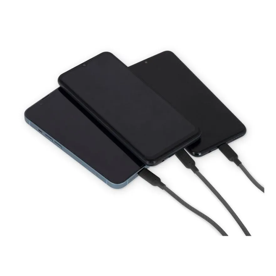 LEgami Three Hugs - Câble USB - 24 pin USB-C (M) with detachable USB-C to USB-A adapter pour 24 pin USB-C, Lightning (M) - 1.2 m - 3 en 1, charge et synchronisation
