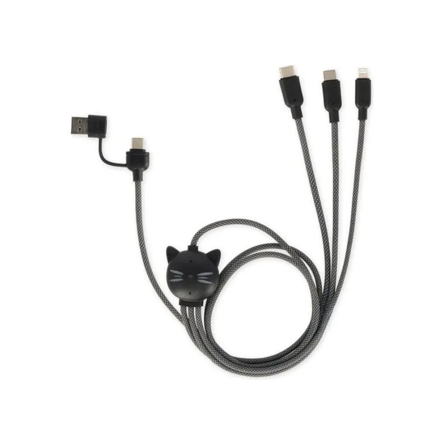LEgami Three Hugs - Câble USB - 24 pin USB-C (M) with detachable USB-C to USB-A adapter pour 24 pin USB-C, Lightning (M) - 1.2 m - 3 en 1, charge et synchronisation
